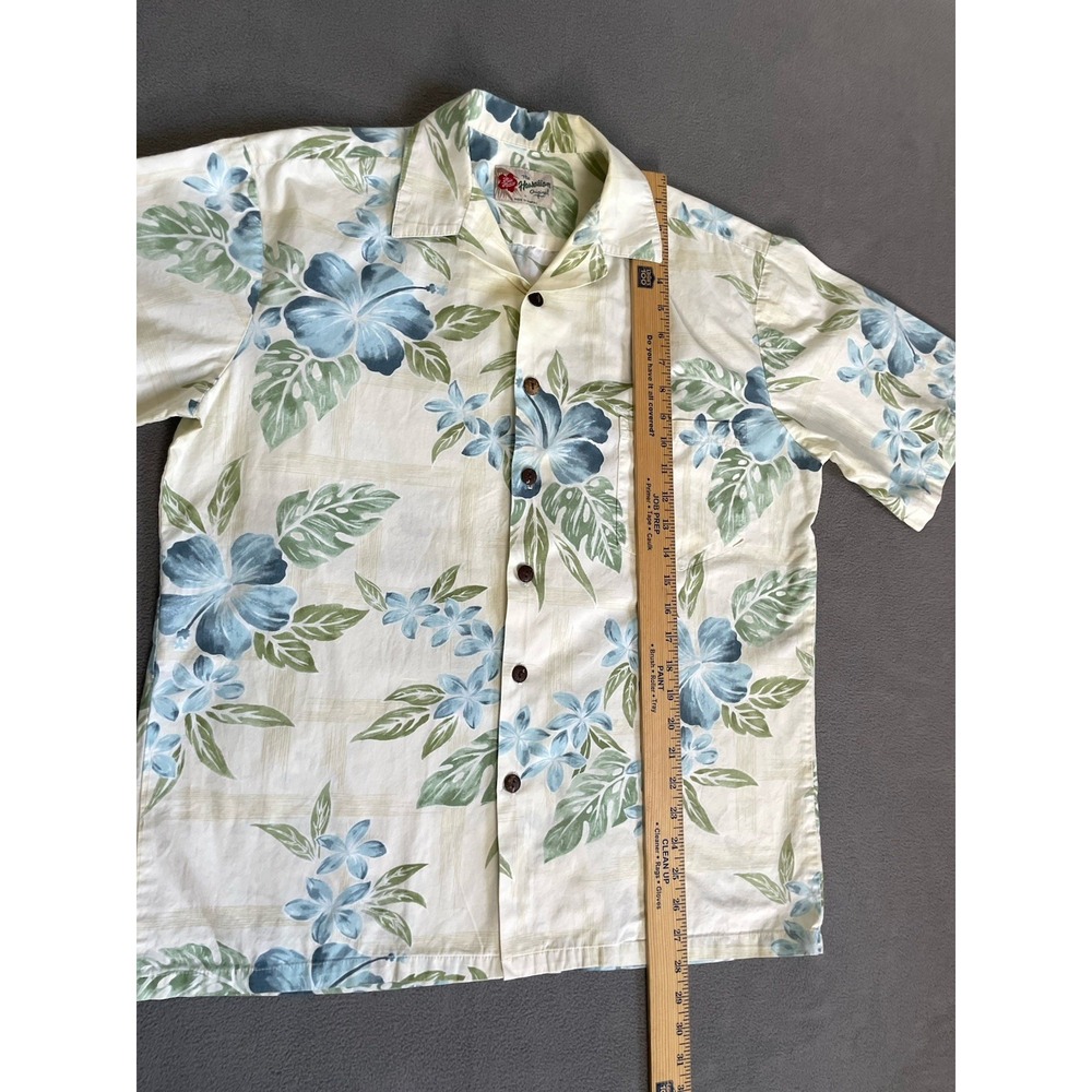 Hilo Hattie Mens Yellow Hibiscus Sz Med Hawaiian Made Original  Short Sleeve - Picture 5 of 6